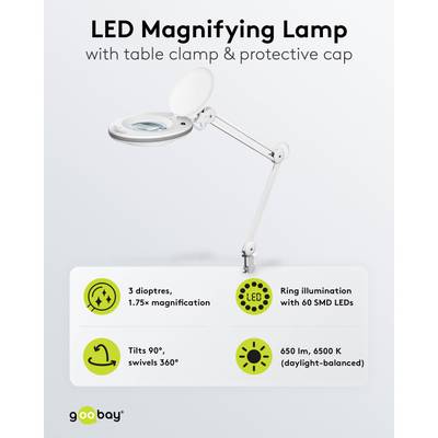 LED-suurennuslasivalaisin 2,25x valkoinen