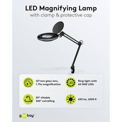 LED-suurennuslasivalaisin 2,25x musta