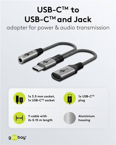 USB-C-audioliitäntäkaapeli latausliitännällä 0,15m valkoinen USB-C-audioliitäntäkaapeli latausliitännällä 0,15m valkoinen