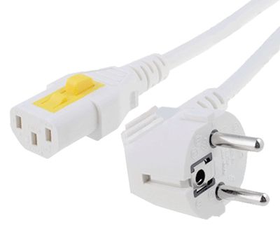 Kojeliitosjohto lukituksella Schuko/C13 valkoinen 3m *