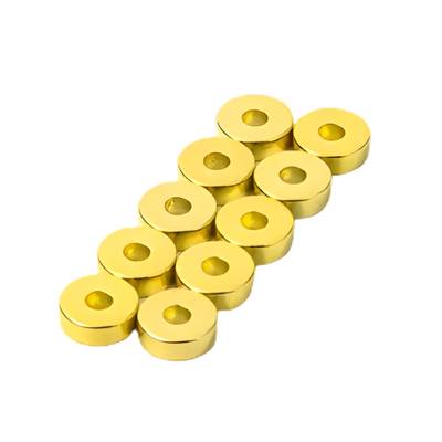 Kestomagneetti reiällä kullattu neodymium N45 6x2mm
