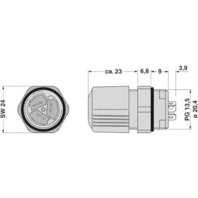 Läpivientiliitin 3-nap. (Q 1,5/3FL/13-13KU-ESA) *