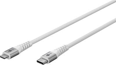 USB 2.0 USB-C/lightning tekstiilikaapeli valkoinen 3m