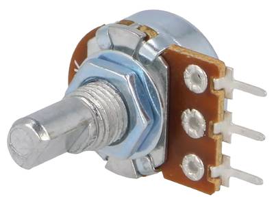 Hiilipotentiometri piirilevylle 6mm mono (D-muoto akseli)