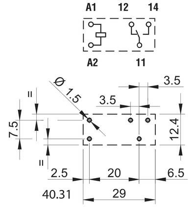 Piirikorttirele 1 vaihtokosketin 10A (40.31.) Piirikorttirele 1 vaihtokosketin 10A (40.31.)