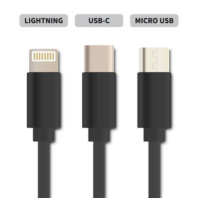 USB-liitäntäkaapeli USB-A/USB-C/USB-lightning/USB-micro 1,1m USB-liitäntäkaapeli USB-A/USB-C/USB-lightning/USB-micro 1,1m