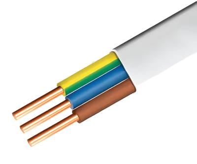 Asennusjohto litteä 3x4,0mm² valkoinen