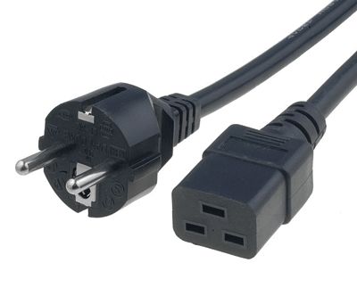 Kojeliitosjohto Schuko/C19 musta 5m