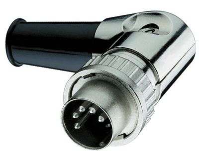 DIN-pistoke kulma bajonet-lukituksella uros 5-nap.  45°