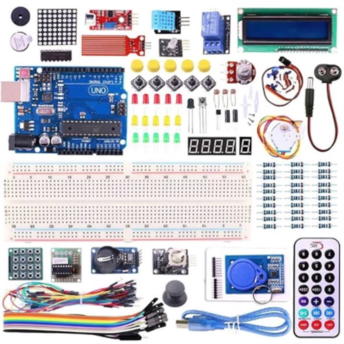 Arduino Uno (Rev.3) mikro-ohjainkortti ja tarvikelajitelma - Starelec.fi