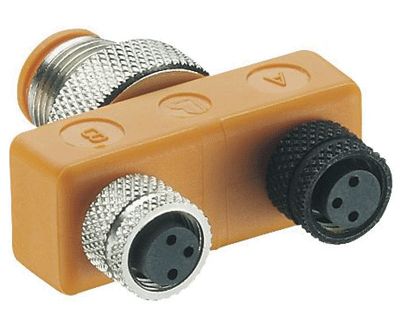 Haaroitusliitin M12/M8-anturiliittimille 4/3-nap. M12-uros/2xM8-naaras