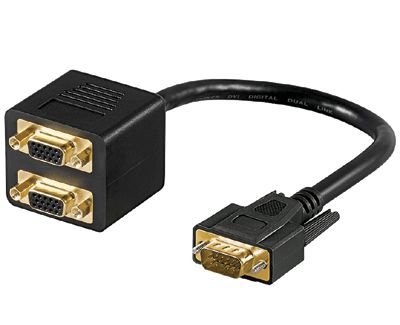 VGA-jakaja 1xIN/2xOUT musta 0,2m * VGA-jakaja 1xIN/2xOUT musta 0,2m *