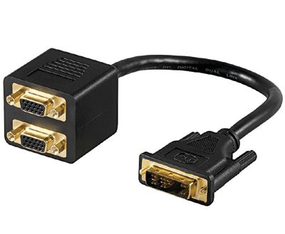 DVI/VGA-jakaja 1xDVI-IN / 2xVGA-OUT musta 0,2m * DVI/VGA-jakaja 1xDVI-IN / 2xVGA-OUT musta 0,2m *