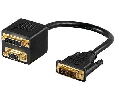 DVI/DVI+VGA -jakaja DVI-IN / DVI+VGA-OUT musta 0,2m *