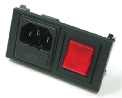 Liitinpaneeli sulakepesällä, 2-napainen kytkin merkkivalolla