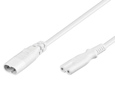 Jatkojohto C7/C8-verkkoliittimillä 2m valkoinen
