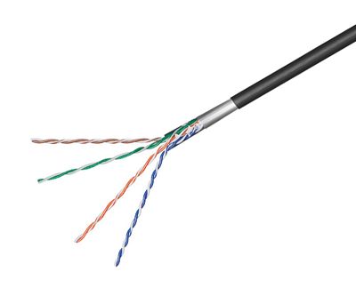 LAN-kaapeli Cat5e (patch) F/UTP musta PE 100m/rulla