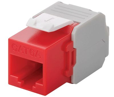 Modular-runkoliitin paneeliin 8/8-napainen (RJ45/Cat6a) UTP punainen Modular-runkoliitin paneeliin 8/8-napainen (RJ45/Cat6a) UTP punainen