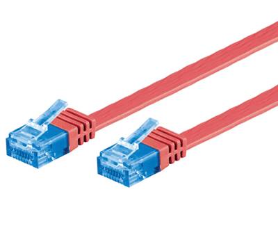 Cat6a-liitäntäkaapeli litteä suojaamaton (U/UTP) punainen 1m