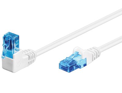 Cat6a-liitäntäkaapeli kulma suojaamaton (U/UTP) valkoinen 5m