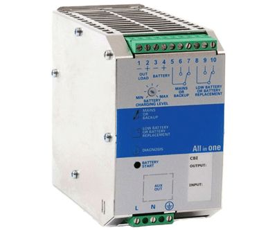 Akkuvarmennettu hakkuriteholähde DIN-kiskoon 24Vdc 3A 72W (CBI243A)