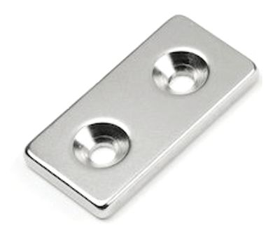 Kestomagneetti kahdella kiinnitysreiällä Neodymium N35 40x20x4mm