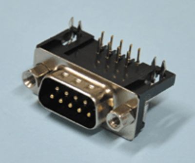 D-liitin piirilevylle kulma (pitkä) 9-nap. uros