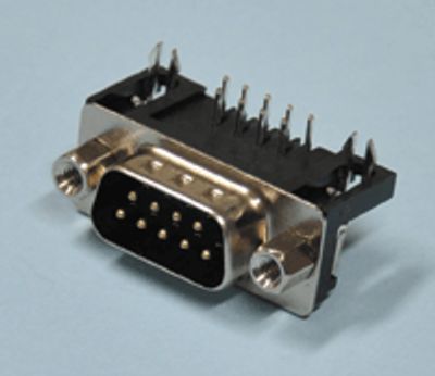 D-liitin piirilevylle kulma (lyhyt) 9-nap. uros