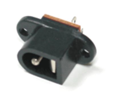 DC-runkoliitin, laippakiinnitys 2,1mm/5,5mm