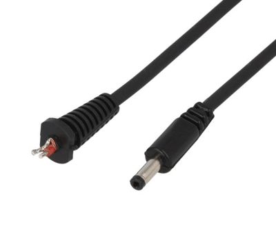 DC-liitäntäkaapeli suora 1,3mm/3,5mm musta 1,5m