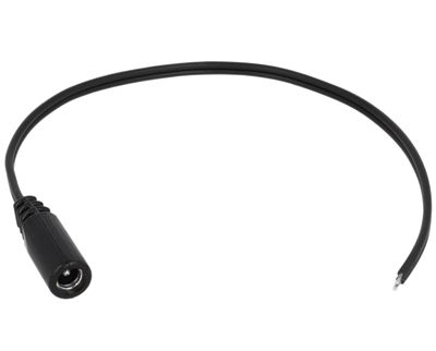 DC-liitäntäkaapeli suora 2,5mm/5,5mm musta 3m