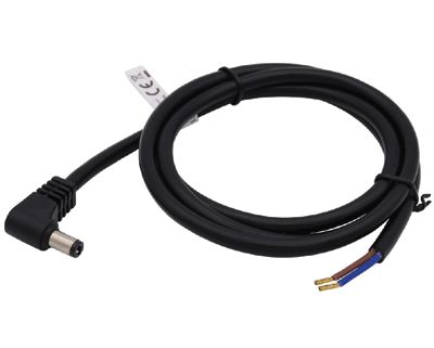 DC-liitäntäkaapeli kulma 2,1mm/5,5mm musta 0,5m