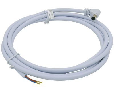 DC-liitäntäkaapeli kulma 2,1mm/5,5mm valkoinen 2m (205-01279)