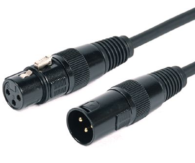 DMX-liitäntäkaapeli 3-nap. XLR-uros / XLR-naaras musta 0,5m *