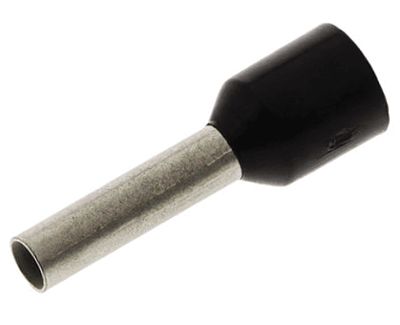 Eristetty pääteholkki 1,5mm²/10mm musta 100kpl/pkk