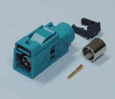 FAKRA-jatkopistoke puristettava RG-174U (Z turkoosi)