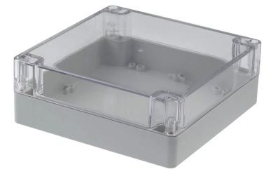 Muovikotelo 160x160x60mm harmaa/kirkas kansi IP65