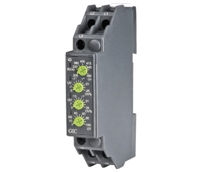 Jännitteenvalvontarele DIN-kiskoon 208-480Vac (3-vaihe)