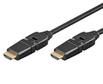 HDMI-liitäntäkaapeli Full-HD Ethernet/3D 360° musta 2m *
