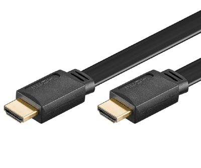 HDMI-liitäntäkaapeli litteä Full-HD Ethernet/3D musta 1,5m