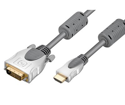HDMI/DVI-D-liitäntäkaapeli Ultra-HD/3D harmaa 15m *