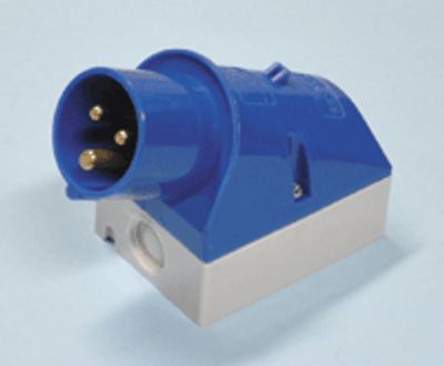 CEE-runkoliitin pinta-asennukseen uros 2-nap. + maa 16A 230Vac *