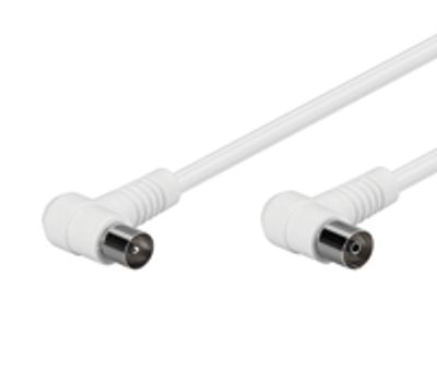 IEC-antennijohto kulmaliittimillä 5m valkoinen