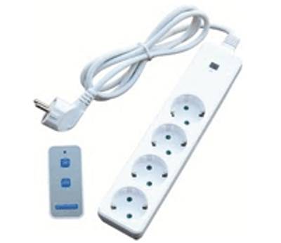 Kauko-ohjattava Schuko-jatkojohto 4-osainen 3500W 1,5m (Johdoton LC-sarja)