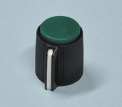 Laitenuppi muovi 6,35mm/13mm musta/vihreä