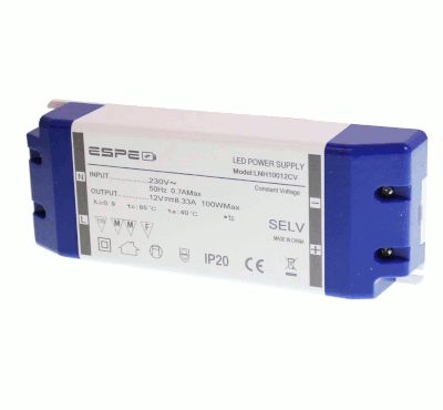 Hakkuriteholähde LED-valaisimille 12Vdc 8,33A 100W (LNH10012CV)