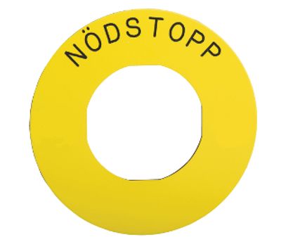 HÄTÄSEIS-kilpi L21-sarjan kytkimille ruotsinkielinen "NÖDSTOPP"