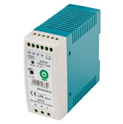 Hakkuriteholähde DIN-kiskoon 12Vdc 3,33A 40W