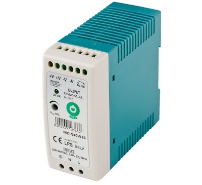 Hakkuriteholähde DIN-kiskoon 24Vdc 1,7A 40W
