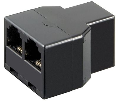 Modular-liitinjakaja 6/4-nap. (RJ12/2xRJ11) naaras/naaras/naaras musta